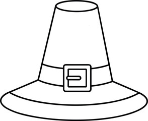 Minimal Pilgrim Hat Outline Vector for Thanksgiving