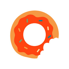 Delicious donut with a bite taken out, perfect for conveying sweet treat cravings or playful indulgence, ideal for food blogs or dessert marketing