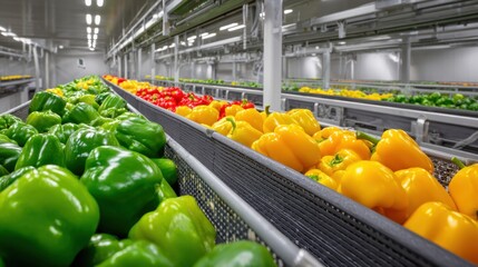 Automated bell pepper sorting in modern food processing industry facility