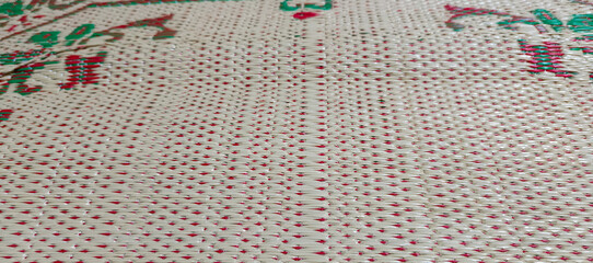knitted fabric with red and green stripes