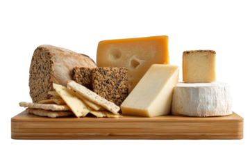Assorted cheeses and crackers on a wooden board (4)