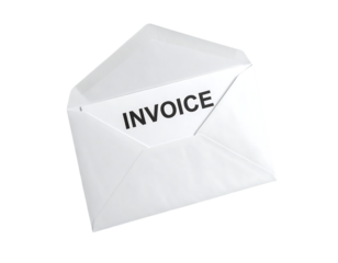 White Envelope with Invoice Document Visible on a Clean Background