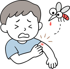 Mosquito Bite Person Illustration / 모기 물린 사람 일러스트