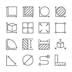 Measurement icon set. Measurement line icon set design