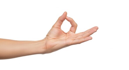 Hand in gyan mudra gesture for yoga and meditation isolated on white background