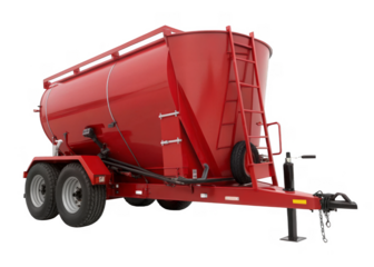 Feed mixer trailer isolated on a transparent background.	
