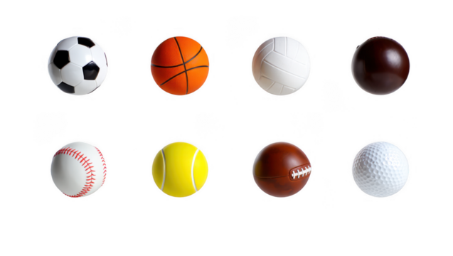 Collection of sports balls designed as easter eggs isolated on transparent background - Powered by Adobe
