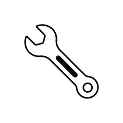Black Outline Spanner Wrench Icon