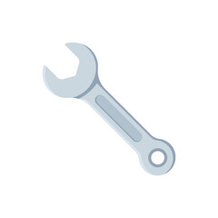 Clean flat design vector of a grey spanner wrench.