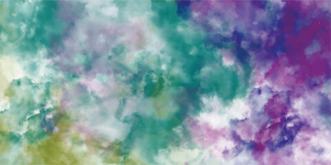 Abstract watercolor background in green teal purple and pink blending together with a textured effect for digital art