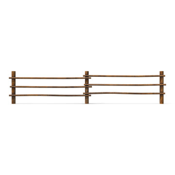 Rustic Wooden Fence Section Isolated on Transparent Background