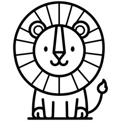 Simple Cartoon Lion Illustration: Black and White Vector Design