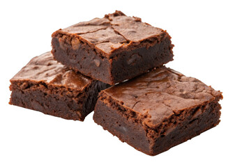 Fudge Brownies isolated on a transparent background.	