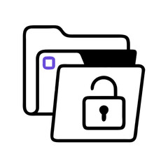 Obraz premium Vector illustration of an unlocked folder icon, symbolizing open data access and security.