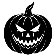Spooky Jack O Lantern with Evil Face Silhouette for Halloween Season