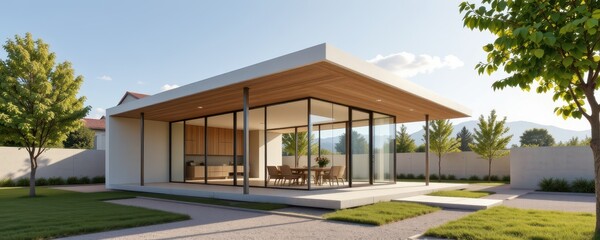 Fototapeta premium pavilion integrated with smart climate control sensors measure temperature and adjust shading technology allows passive and active systems to work together seamlessly