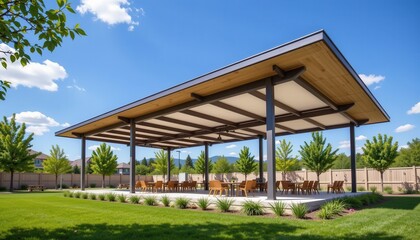 Obraz premium pavilion with self adjusting panels that track sun position and provide optimal shading smart technology reduces heat and glare while maintaining visual openness