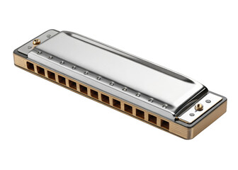 Harmonica isolated on a transparent background.	