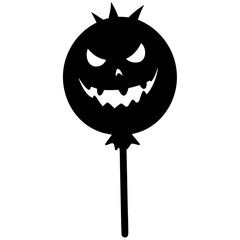 Spooky Halloween Lollipop Silhouette with Evil Face and Spikes on Top