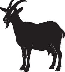 Obraz premium Goat silhouette image white backgrpound.