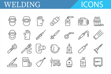Complete welding icon set for use in industrial design and safety presentations