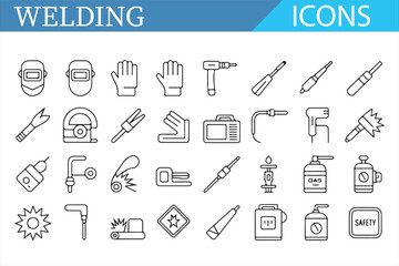 Collection of modern welding and safety icons for professional use.
