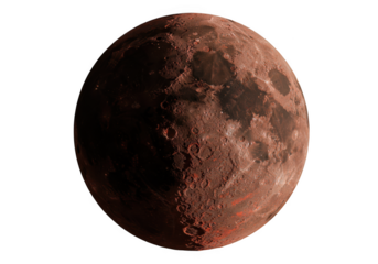 Red moon isolated on transparent background