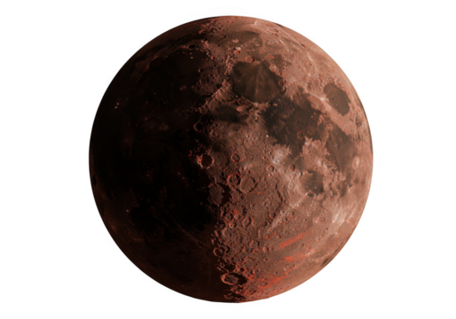 Red moon isolated on transparent background - Powered by Adobe