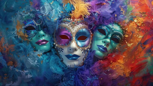 Three incredibly beautiful handmade Venetian carnival masks