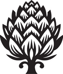 Black and white artichoke icon