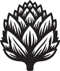 Black and white artichoke icon