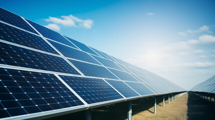 Solar farm, rows of solar panel, renewable energy, solar energy
