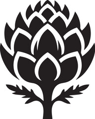Black and white artichoke icon