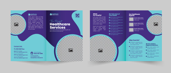 Medical, healthcare, and clinic Services promotion bifold brochure design for Healthcare business, multipurpose 2-fold brochure design template