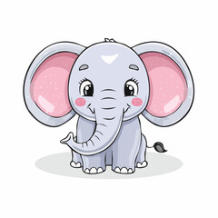 Fototapeta premium Charming Cartoon Elephant Character with Big Ears and Sweet Expression Illustration