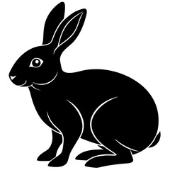 Elegant Rabbit Illustration in Black and White Silhouette Style silhouette
