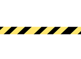 Yellow and black diagonal stripe warning barrier tape isolated on transparent background