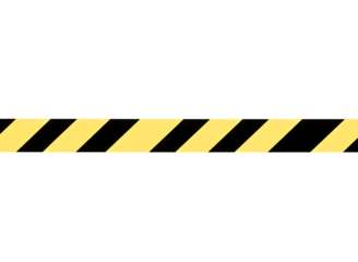 Yellow and black diagonal stripe warning barrier tape isolated on transparent background