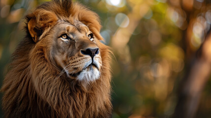 Fototapeta premium Beautiful Lion wild male animal portrait king of jungle 
