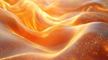 Obraz premium Abstract Flowing Orange Texture with Sparkles Glowing Surface Background