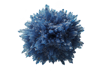 Closeup of a blue crystal formation isolated on a transparent background