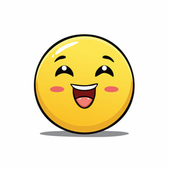 Fototapeta premium Cheerful yellow cartoon emoji face with happy expression and rosy cheeks illustration