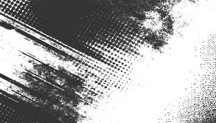 White pop art vector dust grunge texture overlay dot vector illustration design with a black grunge halftone texture for a bold design transparent background