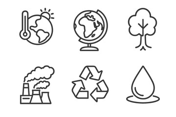 Environmental symbols: climate change, sustainability, and earth conservation icons