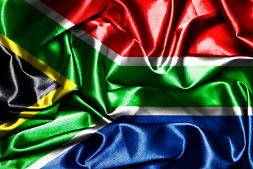 Waving national flag of South Africa, 3D illustration.