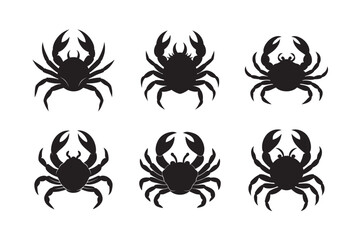 silhouette of various crab set on the white background