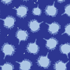 Seamless pattern of light blue watercolor splatters on white background. Abstract splash texture for fabric, print, or digital design. Modern artistic style for creative backdrops.