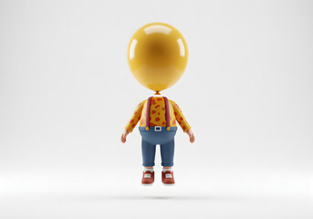 Creative 3D character with balloon head representing unique identity or concept