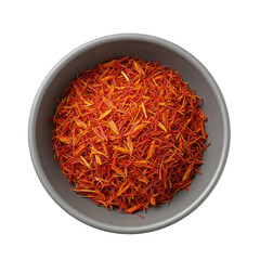 Fototapeta premium A close-up view of vibrant saffron strands in a bowl, highlighting their rich color and texture