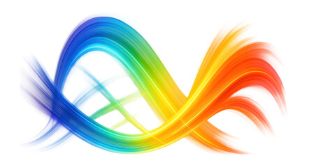Naklejka premium Vibrant and dynamic abstract swirl of blue, green, yellow, and red colors creating a flowing wave pattern on transparent background.